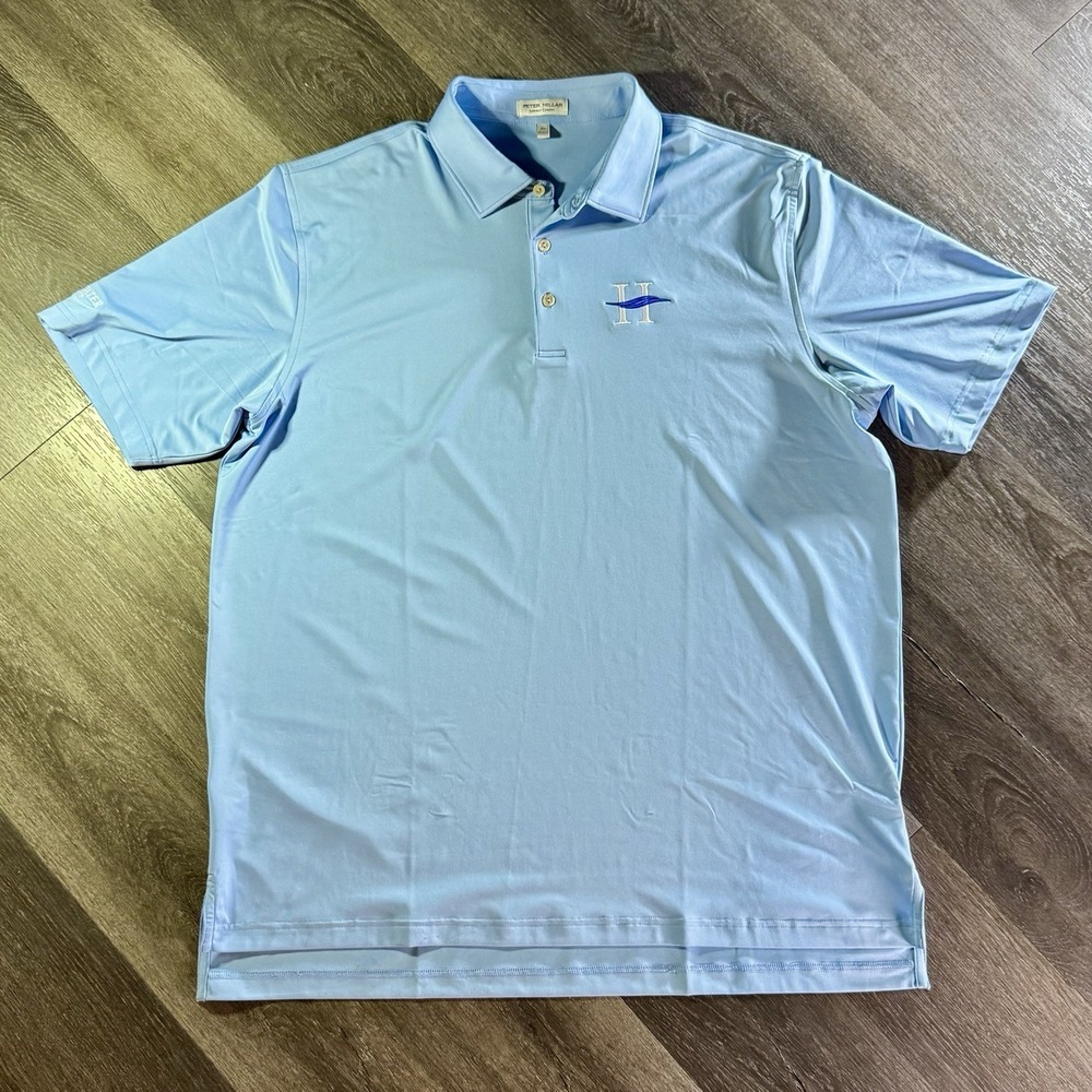 Peter Millar Summer Comfort Golf‎ Polo Shirt Mens XL Blue Short Sleeve